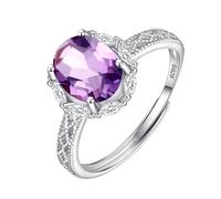 Bague De Fiançailles Solitaire En Argent 925, Anneau Réglable, Pierre Précieuse Naturelle, Pierre De Naissance Ovale, Alliance De Mariage Pour Femmes Et Filles, Bijoux Cadeaux Avec Boîte, Bague