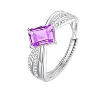 Bague De Fiançailles Solitaire En Argent Sterling 925 Pour Femme, Anneau Croisé Infini Avec Pierre Précieuse, Alliance Pour Anniversaire De Mariage, Cadeau Pour Femme Et Petite Amie, Améthyste