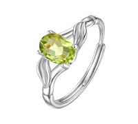 Bague De Fiançailles Solitaire En Argent Sterling 925 Pour Femme, Anneau Ovale En Pierre Précieuse Naturelle Torsadée, Anneau De Feuille Infini, Cocktail, Mariage, Promesse, Cadeau, Péridot