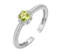 Bague De Fiançailles Solitaire Ronde En Argent Sterling 925 Pour Femme, Bague En Pierre Précieuse Naturelle Taillée En Facettes, Bande Texturée En Oxyde De Zirconium, Alliance De Cocktail, Allia