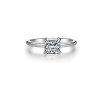 Bague de fiançailles solitaire simple taille princesse en argent sterling 925 avec zircone cubique de 1,25 carat, Métal, Zircone cubique