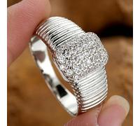 Bague de fiançailles texturée sertie de zircones cubiques pour femme | Commutation quotidienne, exposition d'art, galerie, événement formel léger, shopping, sortir, séance de mode