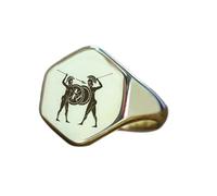 Bague de guerrier grec gravée, de forme hexagonale | Argent sterling 925 plaqué argent | Bijou cadeau, chevalière style vintage, bijou hypoallergénique fait main | LK_PDR_01429_8.5