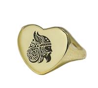 Bague de guerrier viking en forme de cœur | Argent sterling 925 plaqué or | Bijou cadeau, chevalière style vintage, bijou hypoallergénique fait main | LK_PDR_01817_11.5