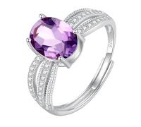 Bague De Luxe En Oxyde De Zirconium Pour Femme, En Argent Sterling 925, Bague De Cocktail, De Fiançailles, De Mariage, Avec Pierres Précieuses Brillantes, En Améthyste