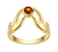 Bague de maintien en zircon rouge vintage - Style Art Déco, main exquise - Bague en forme de main pour femme