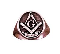 Bague de maître maçon en argent sterling 925 avec loge | Bague plaquée argent | Chevalière ovale 17 x 16 mm | Taille de l'anneau : US 5-12,5 Avelaibal | LKDR_0367