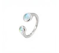 Bague de manchette ouverte en pierre de lune avec lunette en acier titane double pierre empilable confortable pour mariage, fiançailles, promesse, anniversaire de mariage, bijoux pour femme, taille 6