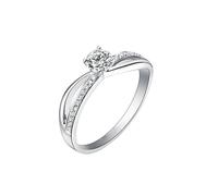Bague de Mariage Anneaux Anneau Femme Diamant Or Blanc 9 Carats Au375 Infini avec Diamant de 0,3 CT Taille Solide Non Plaqué Moderne pour Sœur Nouvelle Année Bijoux