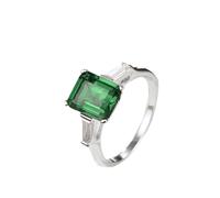 Bague de Mariage Anneaux Bague Fiançailles Femme Verte Or Blanc 9 Carats Émeraude de Laboratoire Rectangulaire de Luxe 3 Carats avec Moissanite Taille Mode pour Tante Action de Grâces Bijoux