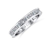 Bague de mariage d'anniversaire éternité empilable avec pavé fin minimaliste rond et baguette pour femmes en argent sterling .925 2MM