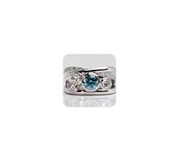 Bague de mariage en argent sterling 925 avec topaze bleue saphir rond CZ éternité bague de fête pour femme bague pour elle bague empilable multi-couches 6