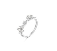 Bague de mariage en or blanc 9 K/14 K/18 carats avec moissanite en forme de fleur et papillon