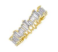 Bague de mariage éternité anniversaire en zigzag alterné avec zircon cubique AAA CZ moderne classique pour femmes, plaqué or 14K en argent sterling .925