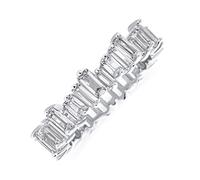 Bague de mariage éternité anniversaire en zigzag alterné de baguettes modernes classiques en zircon cubique AAA pour femmes en argent sterling .925