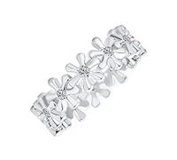 Bague de mariage éternité anniversaire étoile minuscule fleur ronde en zircon cubique AAA CZ intemporelle pour femmes en argent sterling .925