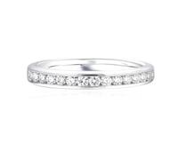 Bague de Mariage Gravure Bague 49 Or Blanc 18 Carats Moissanite Moissanite Demi-Éternité 2 Mm Tante pour Tante Fête Des Mères Bijoux