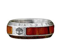 Bague de Mariage Incrustée D'arbre de Vie en Bois Pour Homme Et Femme - Bague Viking Vintage Rune Yggdrasil - 8 MM Acier Inoxydable Noeud Celtique Nordique Bague Arbre Vie Bijoux Païens(Vintage_11)
