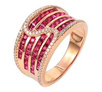 Bague de Mariage pour Femme Bague Infini Or Rose 18 Carats Ruby Créé en Laboratoire Rangée de Forets avec Rubis Rouge et Diamant de 2,534 CT Taille Populaire pour Épouse Anniversaire Bijoux