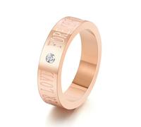 Bague de Mariage pour Femme, Bijoux Femme Quartz Or Rose Titane Taille 61.5 5mm Amour pour Toujours Personnalisable pour Fête Des Mères
