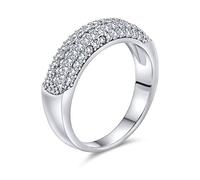 Bague De Mariage Pour Femmes En Argent Sterling .925 Personnalisée Avec Pavé Micro Personnalisé De Zircone Cubique Aaa Cocktail Anniversaire Pavé Cz Déclaration D'Anniversaire Demi-Éternité Dôme.