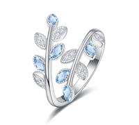 Bague de naissance en argent sterling 925 avec pierre de naissance - Bracelet éternité ouvert réglable - Demi-bague empilable pour femme