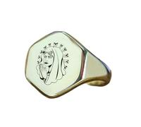 Bague de nonne chicano gravée, forme hexagonale | Argent sterling 925 plaqué argent | Bijou cadeau, chevalière style vintage, bijou hypoallergénique fait main | LK_PDR_01330_5