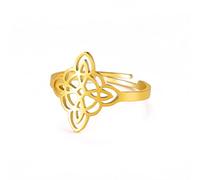 Bague de Nœud de Sorcière Bague Nœud Celtique Anneau de Nœud de Sorcière Bague païen Wiccan Amulette de Protection Bonne Chance Bijoux en Acier Inoxydable Cadeaux pour Femmes Filles (Style 4-G)