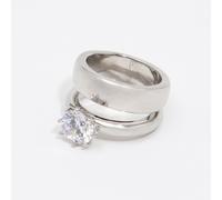 Bague de petit doigt en cristal argenté 7