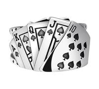 Bague de poker - Bague réglable ouverte vintage, accessoire de bijoux de carte de rinçage | Bague de cocktail empilable, cadeau sur le thème du jeu nouveau, pour femmes hommes bijoux de mode unisexe