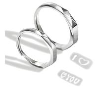 Bague de projection secrète I LOVE YOU, bague de couple sculptée à la lumière réglable S925, bagues assorties romantiques en argent sterling faites à la main, cadeau pour couple