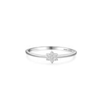 Bague de Promesse Amitié, Alliance Femme Mariage Argent Étoile À Six Branches avec Rond Blanc Oxyde de Zirconium Argent 925 Taille 56.5