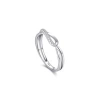 Bague de Promesse Amitié, des Bagues pour Femme Argent Lignes Croisées Irrégulières avec Rond Blanc Oxyde de Zirconium Argent 925 Taille 56.5