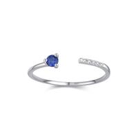 Bague de Promesse Amitié, Une Bague de Fiançailles Argent Bague Ouverte Solitaire Bleu Argent 925 Taille 59