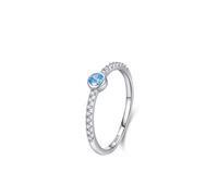 Bague de Promesse Amitié, Une Bague de Mariage Argent Petit Zircon Bleu Argent 925 Taille 59