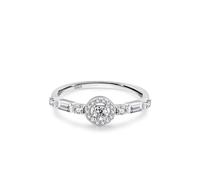 Bague De Promesse Argent, Bague Mariage Argent Sterling 925 Pierre Précieuse Sertie d'un Halo Canal Zircone Cubique Forme Ronde Taille 54