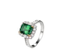 Bague de Promesse Bague Fiançailles Femme Verte Or Blanc 9 Carats Émeraude de Laboratoire Rectangulaire à 4 Griffes de Conception Classique 2 Carats avec Moissanite Taille Élégant pour Tante Mariage