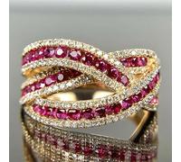 Bague de promesse en oxyde de zirconium rouge et blanc pour femme