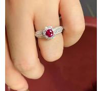 Bague de promesse Infinie en Or Blanc 14 carats avec véritable Rubis du Mozambique et Diamants pour Femme Bijoux en Forme de Rubis fabriqués à la Main pour Elle Bague en Rubis pour Femme