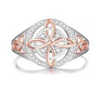 Bague de protection artisanale « Nœud de retour de sorcière », bague nœud de sorcière, design nœud argenté avec détails or rose, bijou vintage, protégez vos proches (10)