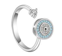 Bague de protection contre le mauvais œil - Bracelet en étincelant avec manchette ouverte réglable, bijou anti-stress, bijou tendance pour homme et femme | Argent sterling, Siehe Beschreibung