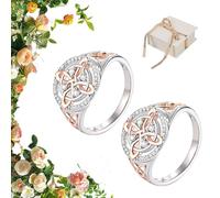 Bague De Protection Faite Main Avec Nœud De Sorcière, Bague Noeud De Sorciere Femme Pour Le Retour De l'Être Aimé, Argent Sterling Et Cadeau Significatif Pour Vos Proches (2pc,size6)
