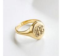 Bague de sceau personnalisée en acier inoxydable plaqué or 18 carats, bague de sceau personnalisée - bague de sceau avec initiale - bijoux personnalisés, bague de sceau dorée - bijoux monogramme - dem