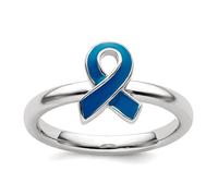 Bague de sensibilisation empilable en argent sterling 925 poli bleu émaillé pour femme, US 10 | EU 62.5 | DE 20 | JP 20 | UK T 1/2, Métal Argent Émail Métal Argenté, Aucune pierre précieuse