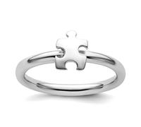 Bague de sensibilisation empilable en argent sterling 925 poli plaqué rhodium pour femme, US 9 | EU 60 | DE 19 | JP 18 | UK R 3/4, Métal Argent Métal Rhodium Argenté, Aucune pierre précieuse