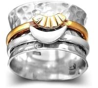 Bague de spinner Sun and Moon Sun et Moon - '' Merci d'être toujours mon côté '', anneau de lune de spinner argenté, anneau de rotation de soulagement de l'anxiété,