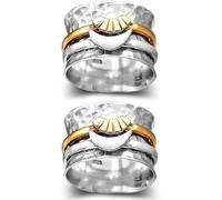 Bague de spinner Sun and Moon Sun et Moon - '' Merci d'être toujours mon côté '', anneau de lune de spinner argenté, anneau de rotation de soulagement de l'anxiété,