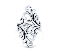 Bague De Style Boho South Western La Nature Tourbillon Feuille Vigne Fr-Auction Déclaration Pour Femmes Argent Sterling Oxydé