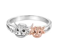 Bague de vache, bague réglable en forme de cœur, bijoux de vache OpenRing, symbole de l'amour familial, design animal, pour femmes mère fille fils voyage quotidien,