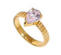 Bague déclaration en forme de poire plaqué or hypoallergénique élégante pour un rendez-vous quotidien, une demande en mariage, une promesse pour femme